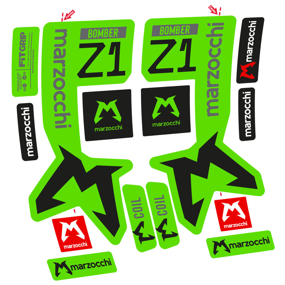 Autocollants compatibles avec la fourche Marzocchi Bomber Z1 29 pouces (modèles 2019 à 2025) | Autocollants VTT en vinyle