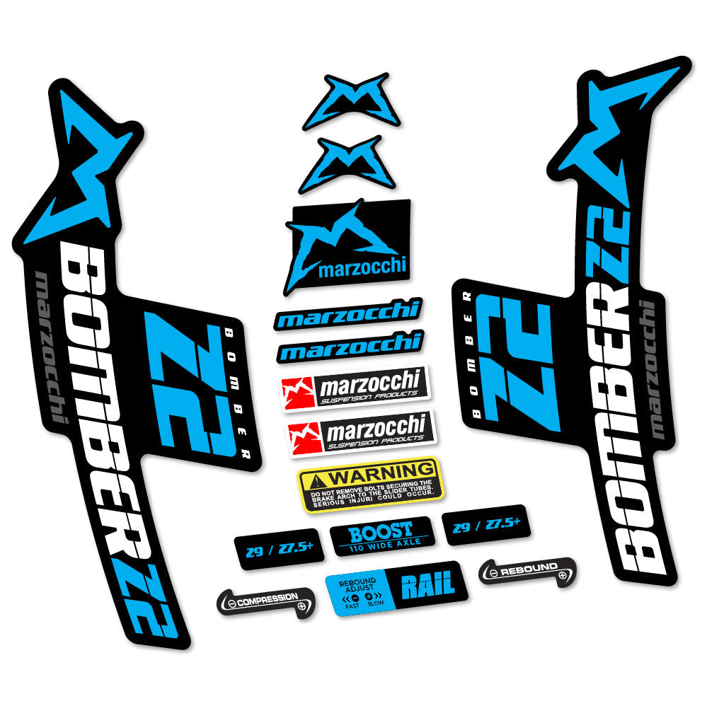 Autocollant Marzocchi Bomber Z2, Fourche 29, Autocollant Vélo vinyle