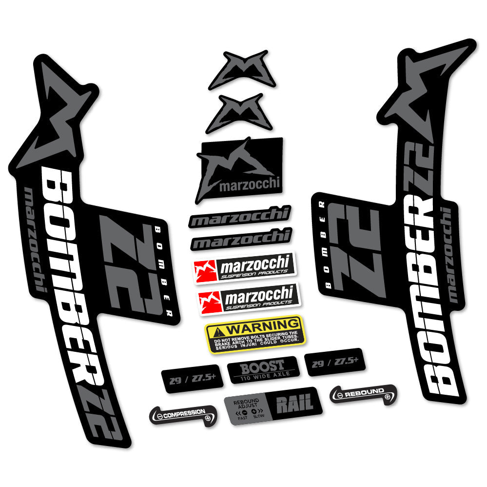 Autocollant Marzocchi Bomber Z2, Fourche 29, Autocollant Vélo vinyle