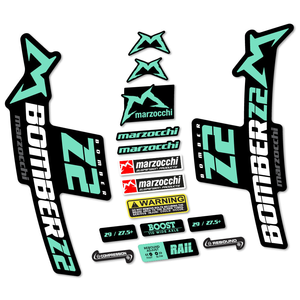 Autocollant Marzocchi Bomber Z2, Fourche 29, Autocollant Vélo vinyle