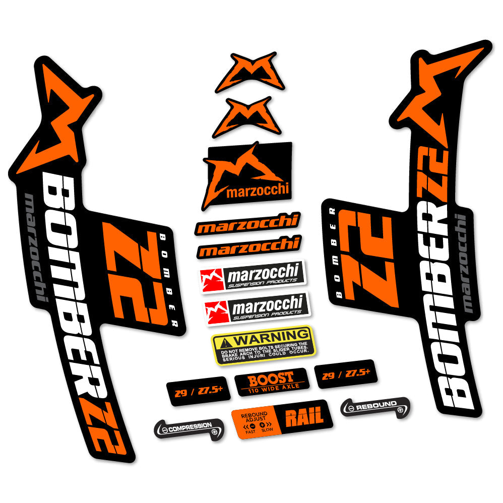 Autocollant Marzocchi Bomber Z2, Fourche 29, Autocollant Vélo vinyle