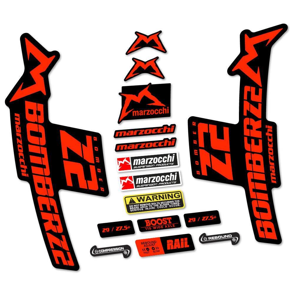 Autocollant Marzocchi Bomber Z2, Fourche 29, Autocollant Vélo vinyle