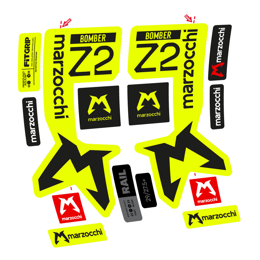 Autocollant Marzocchi Bomber Z2, Fourche 29, Autocollant Vélo vinyle