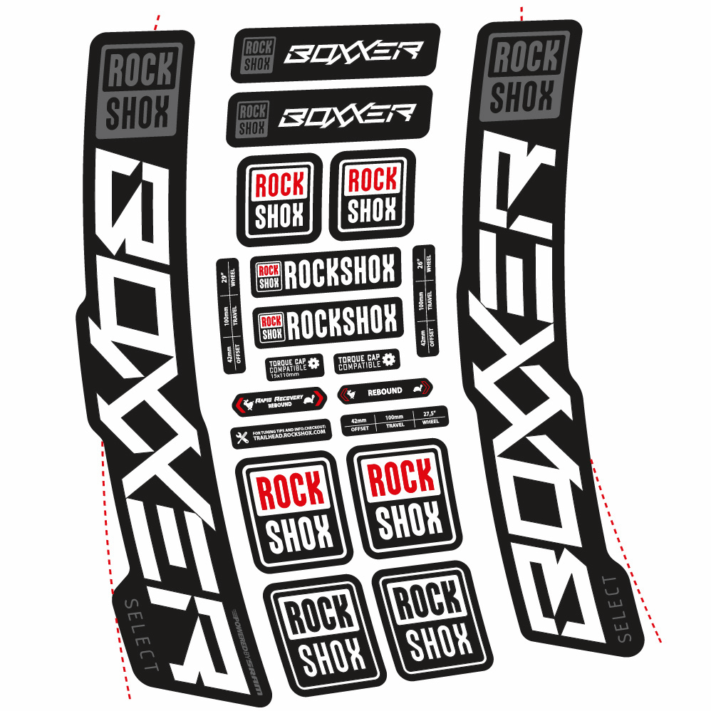 Autocollant Rock Shox Boxxer Select 2021, Fourche 29, Autocollant Vélo vinyle