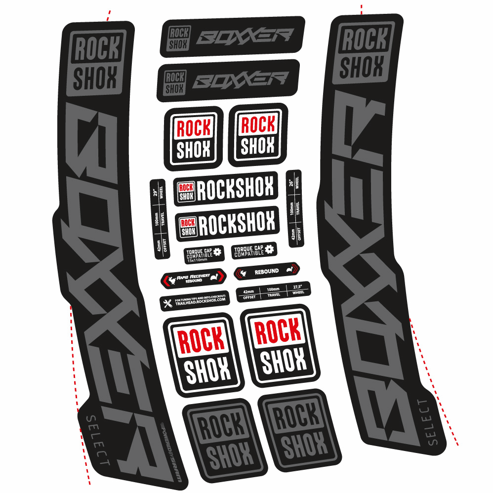 Autocollant Rock Shox Boxxer Select 2021, Fourche 29, Autocollant Vélo vinyle