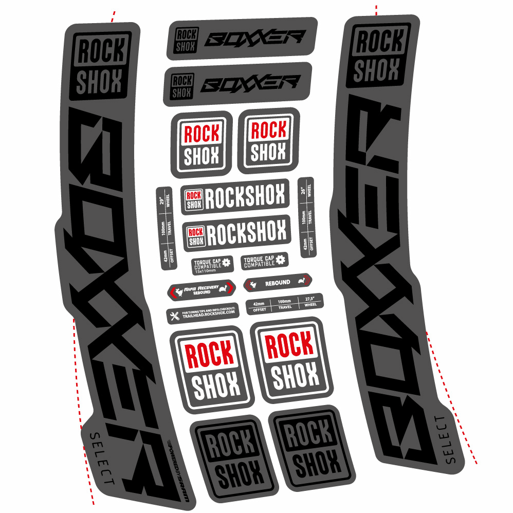 Autocollant Rock Shox Boxxer Select 2021, Fourche 29, Autocollant Vélo vinyle