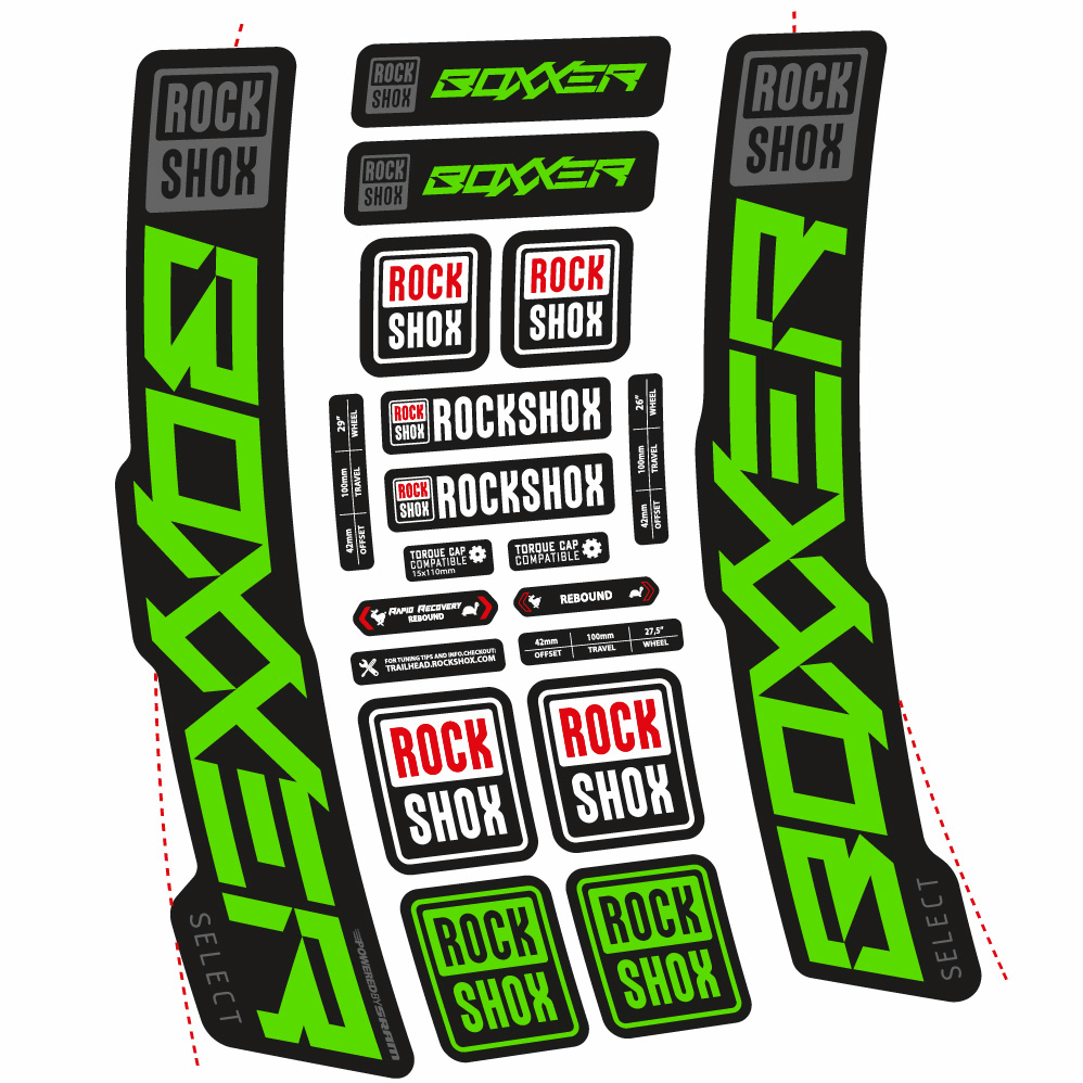 Autocollant Rock Shox Boxxer Select 2021, Fourche 29, Autocollant Vélo vinyle