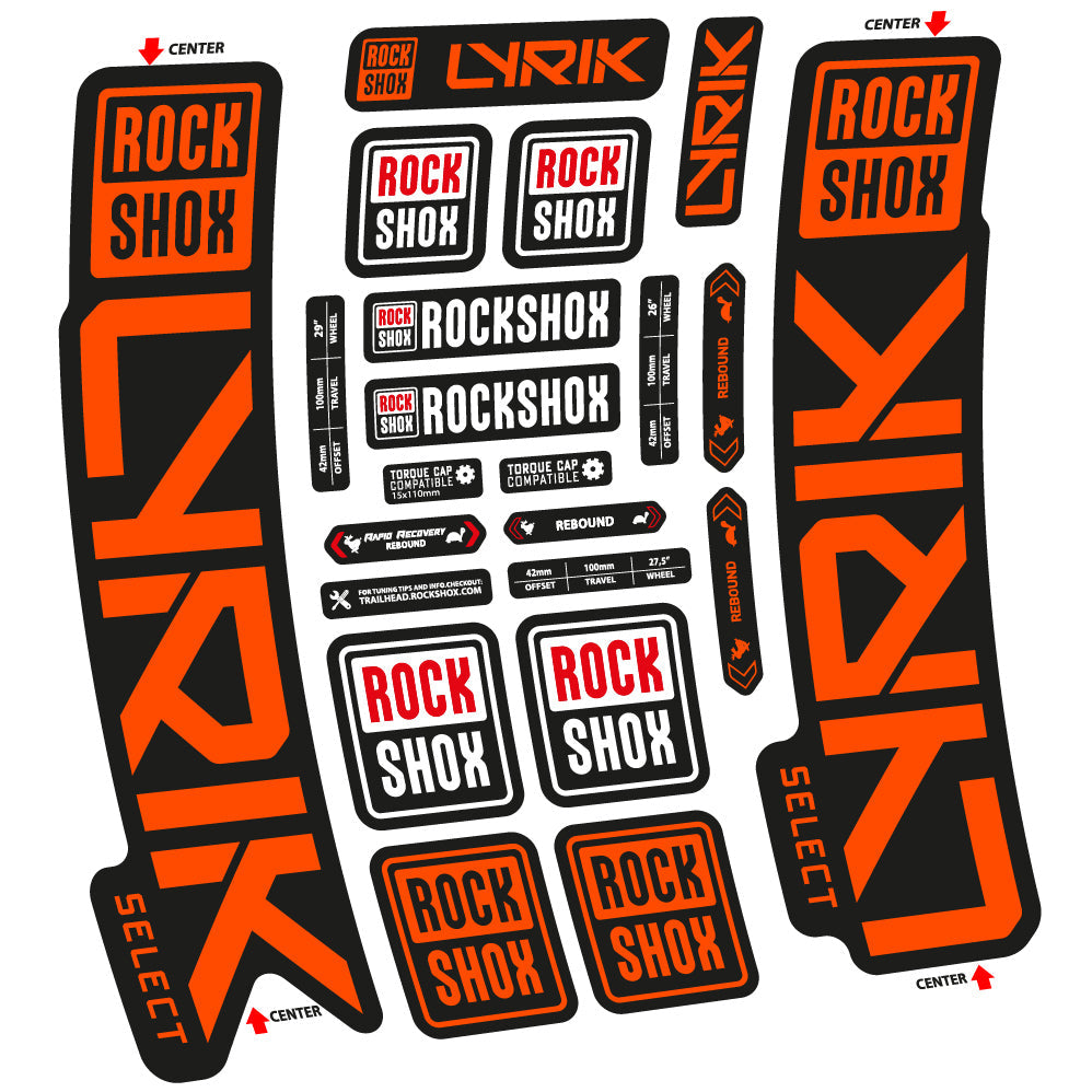 Autocollant Rock Shox Lyrik Select 2023 Vélo Fourche vinyle autocollant