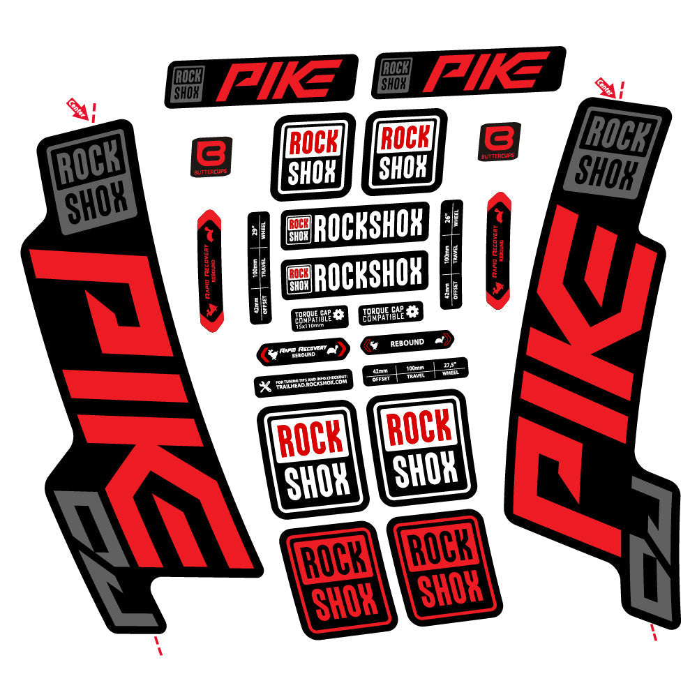 Autocollant Rock Shox Pike DJ, Fourche 29, Vélo vinyle autocollant