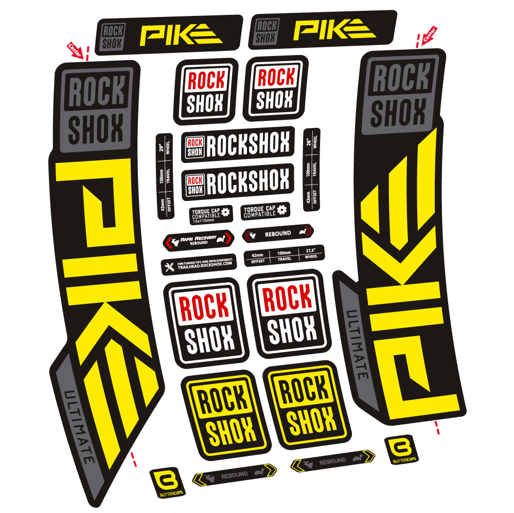 Autocollant Rock Shox Pike Ultimate, Fourche 29, Autocollant Vélo vinyle