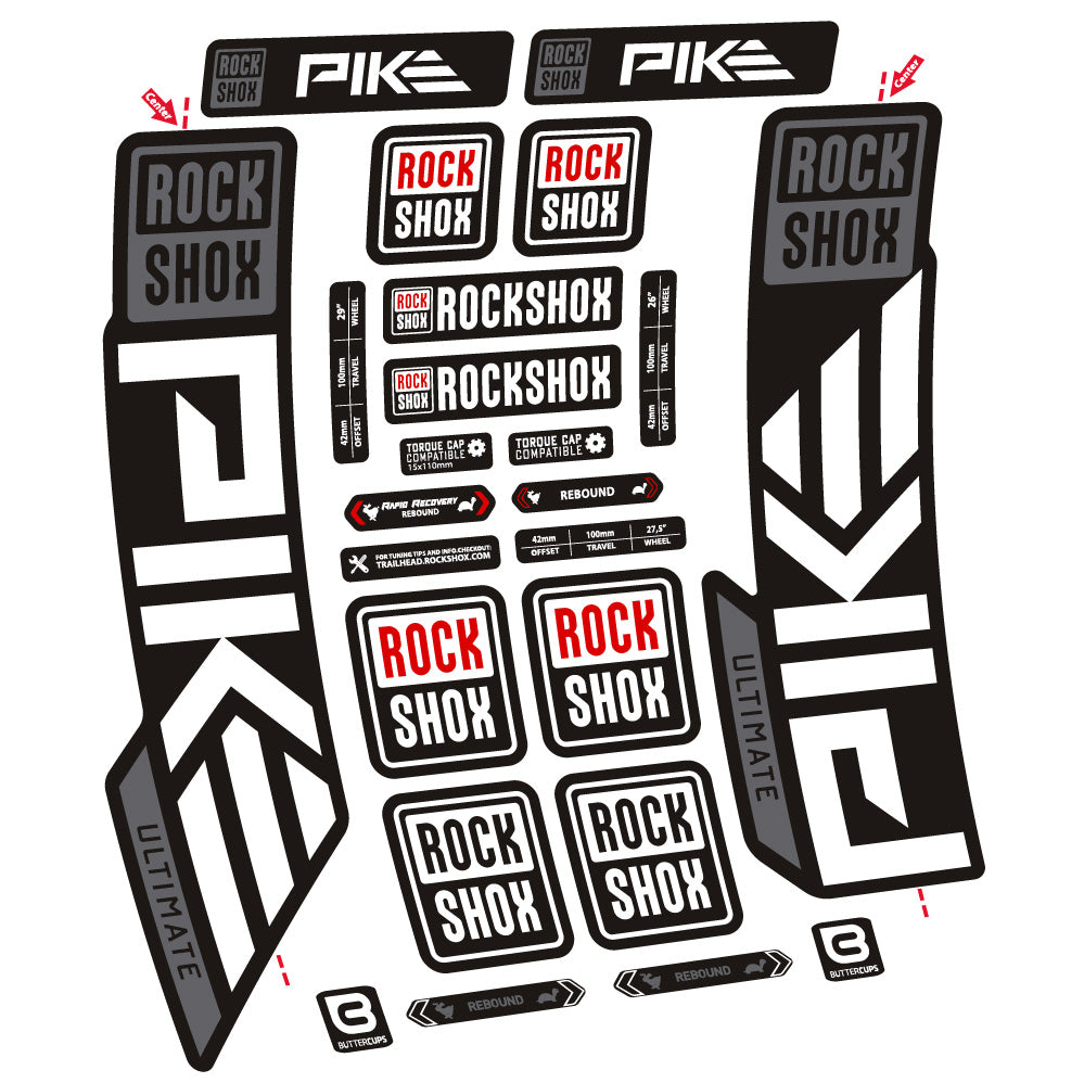 Autocollant Rock Shox Pike Ultimate, Fourche 29, Autocollant Vélo vinyle