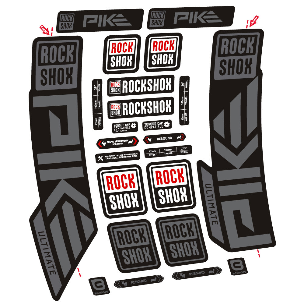 Autocollant Rock Shox Pike Ultimate, Fourche 29, Autocollant Vélo vinyle