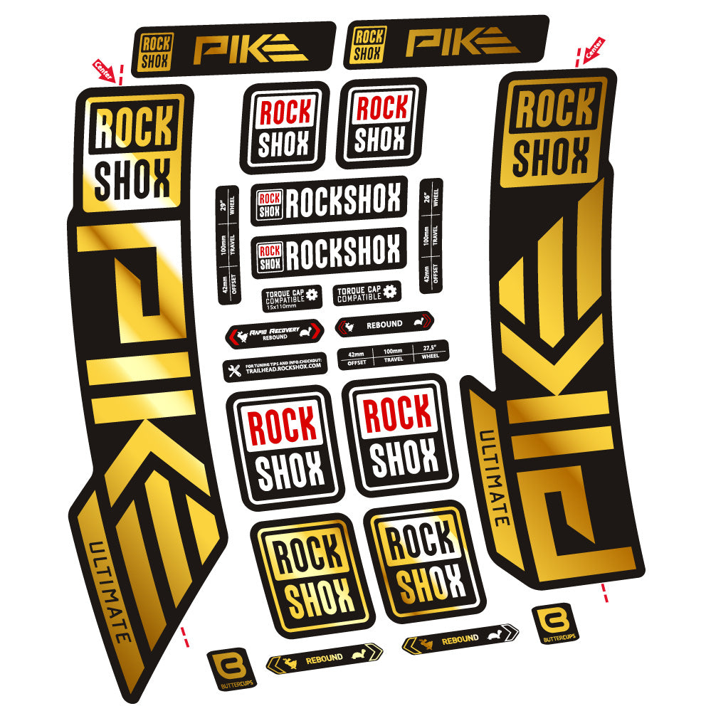 Autocollant Rock Shox Pike Ultimate, Fourche 29, Autocollant Vélo vinyle