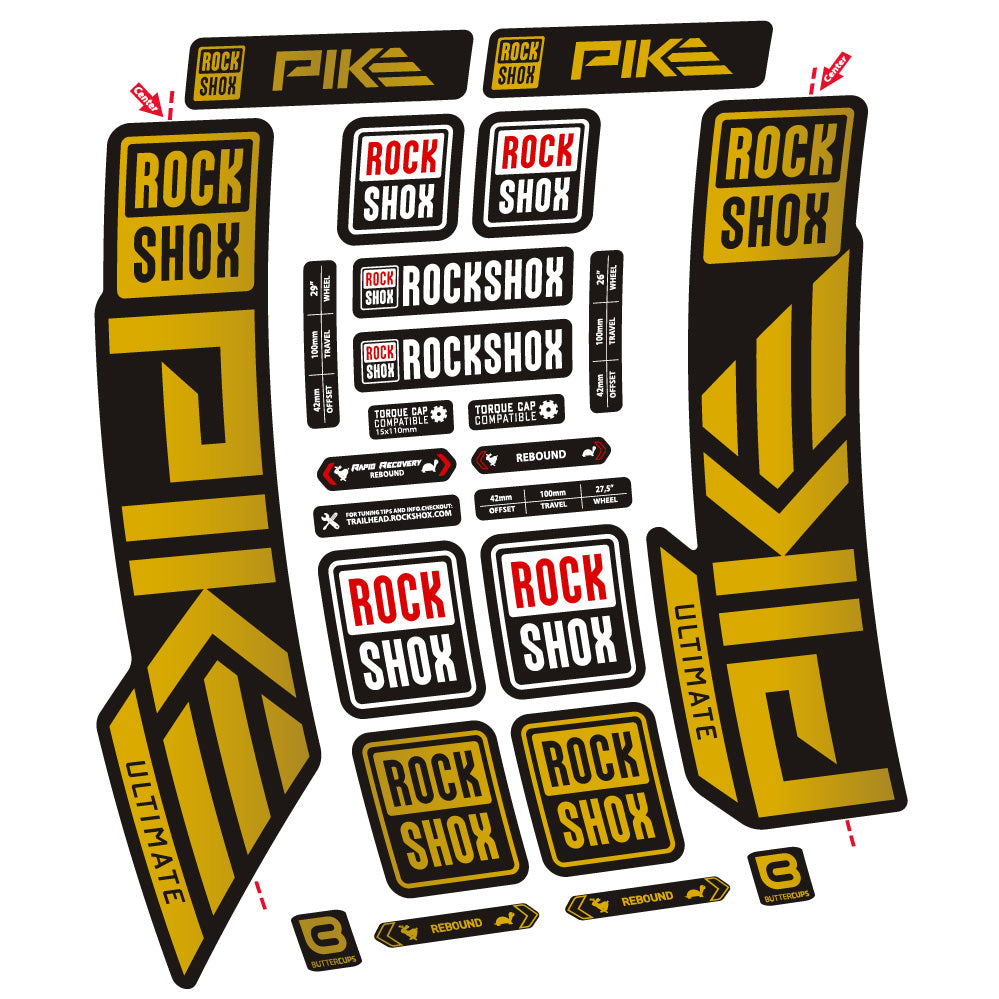 Autocollant Rock Shox Pike Ultimate, Fourche 29, Autocollant Vélo vinyle