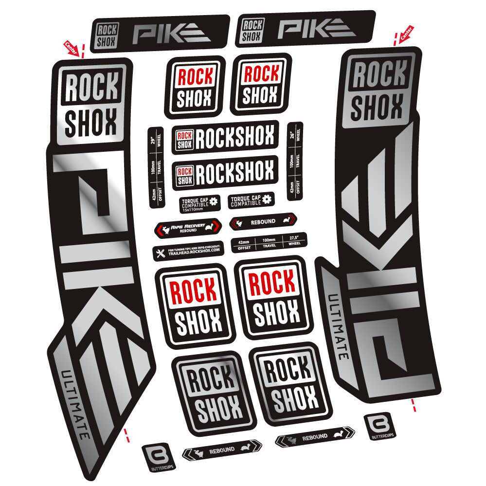 Autocollant Rock Shox Pike Ultimate, Fourche 29, Autocollant Vélo vinyle