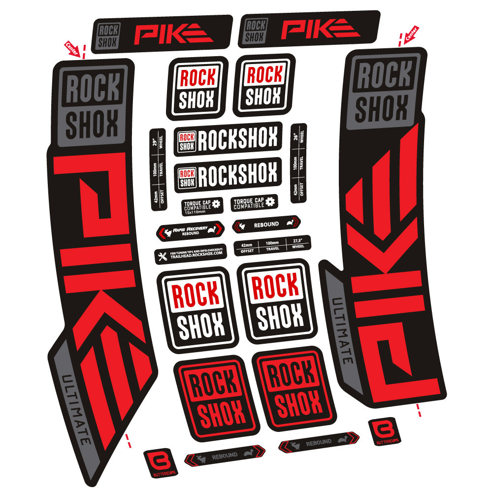 Autocollant Rock Shox Pike Ultimate, Fourche 29, Autocollant Vélo vinyle