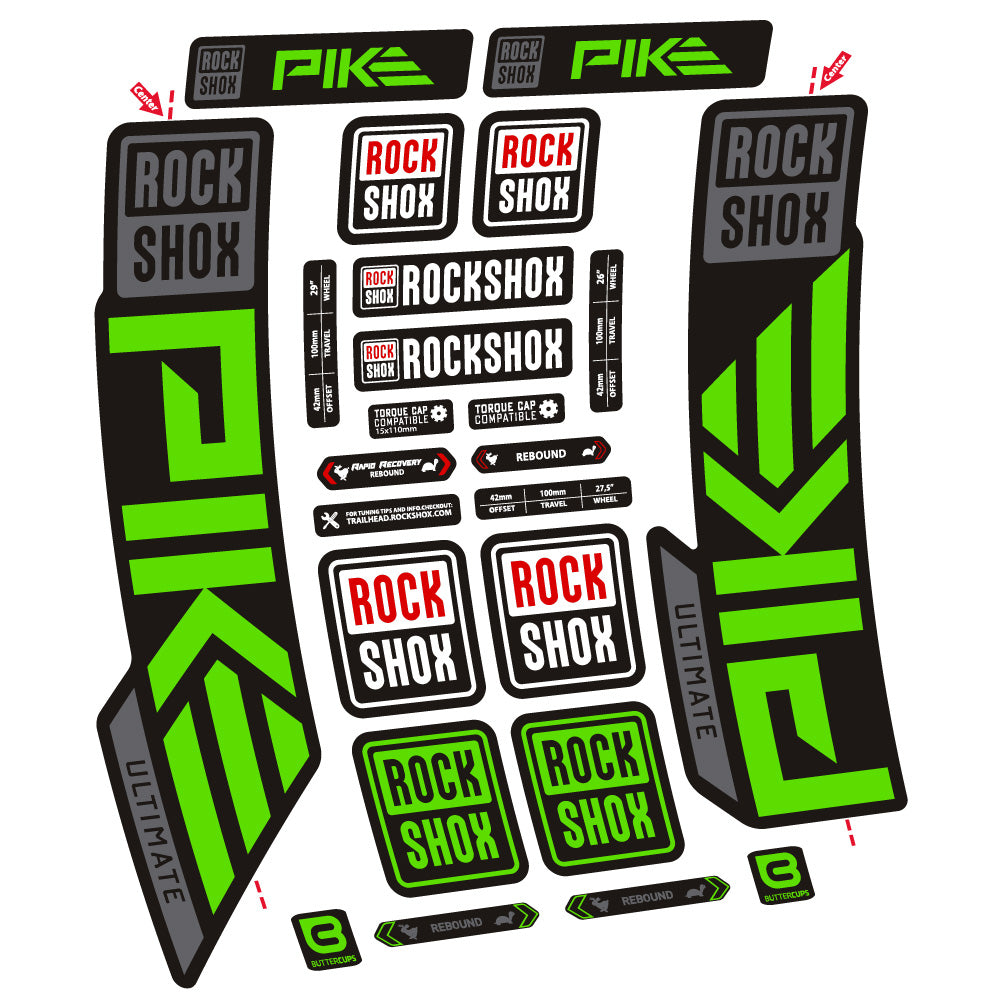 Autocollant Rock Shox Pike Ultimate, Fourche 29, Autocollant Vélo vinyle