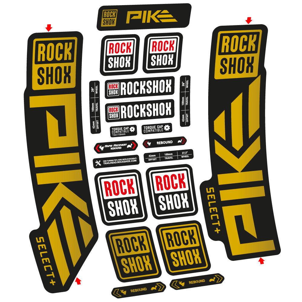 Autocollant Rock Shox Pike Select Plus 2023 Vélo Fourche vinyle autocollant