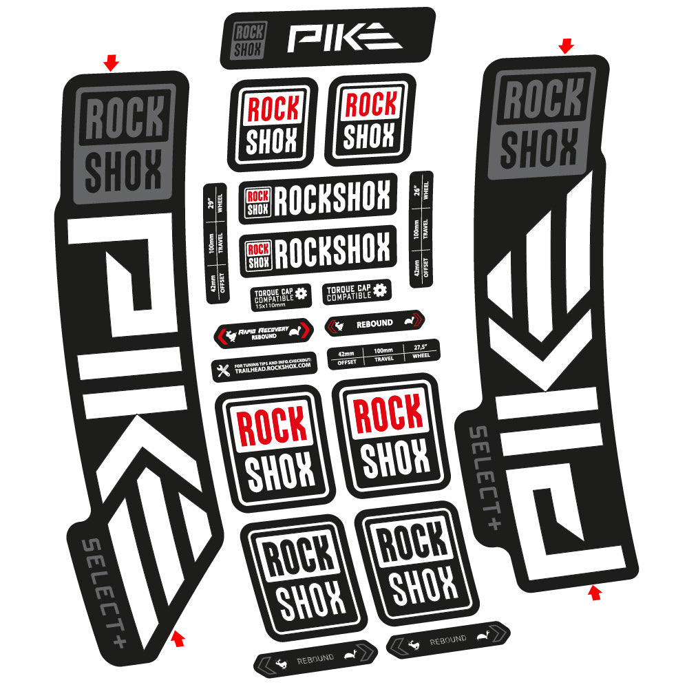 Autocollant Rock Shox Pike Select Plus 2023 Vélo Fourche vinyle autocollant