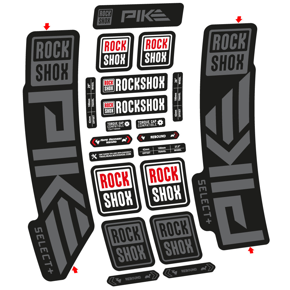 Autocollant Rock Shox Pike Select Plus 2023 Vélo Fourche vinyle autocollant