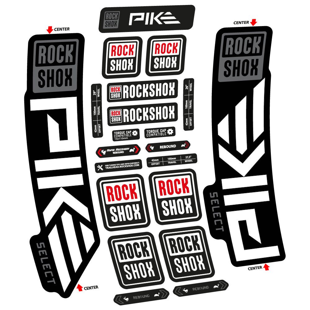 Autocollant Rock Shox Pike Select 2023 Vélo Fourche vinyle autocollant