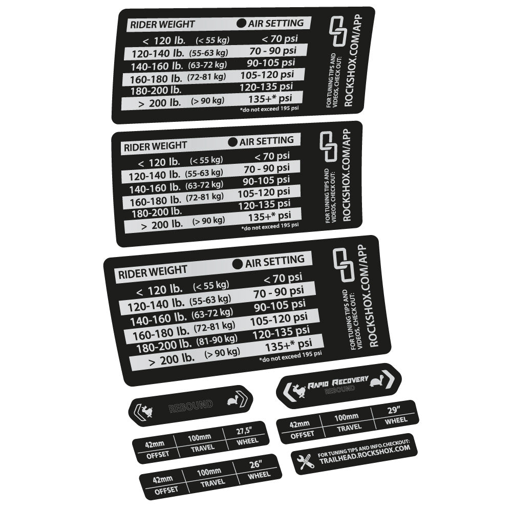 Autocollant Rock Shox RS1 table de pression, Fourche 29, autocollant Vélo vinyle