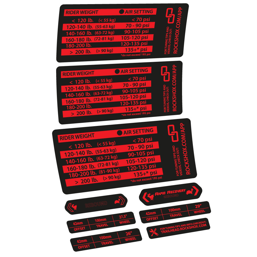 Autocollant Rock Shox RS1 table de pression, Fourche 29, autocollant Vélo vinyle