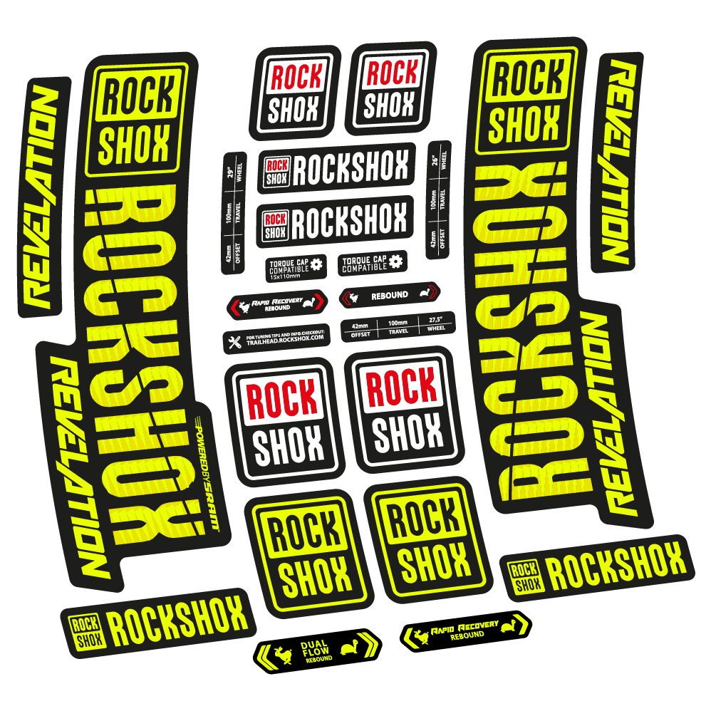 Autocollant Rock Shox Revelation 2018, Vélo Fourche, vinyle autocollant