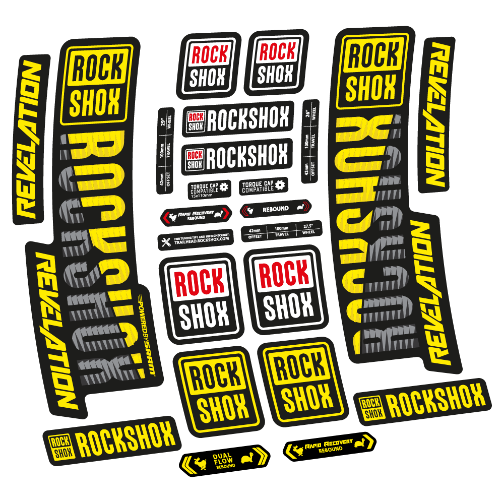 Autocollant Rock Shox Revelation 2018, Vélo Fourche, vinyle autocollant