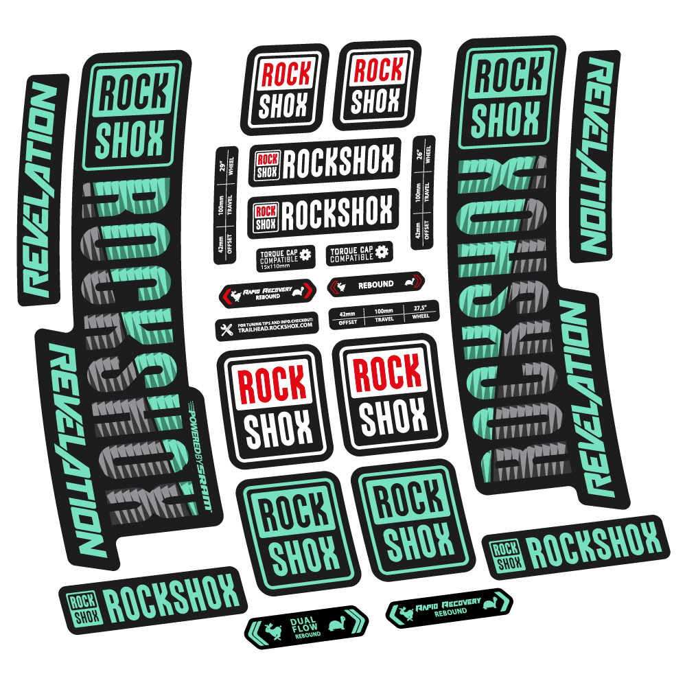 Autocollant Rock Shox Revelation 2018, Vélo Fourche, vinyle autocollant