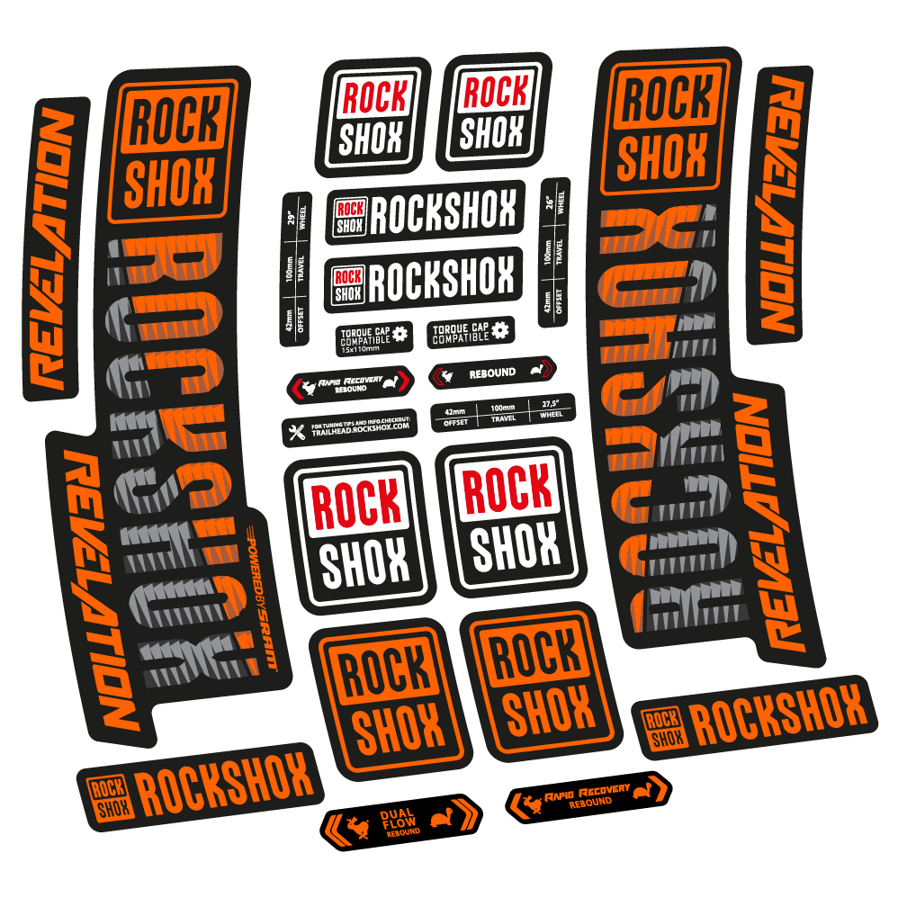 Autocollant Rock Shox Revelation 2018, Vélo Fourche, vinyle autocollant