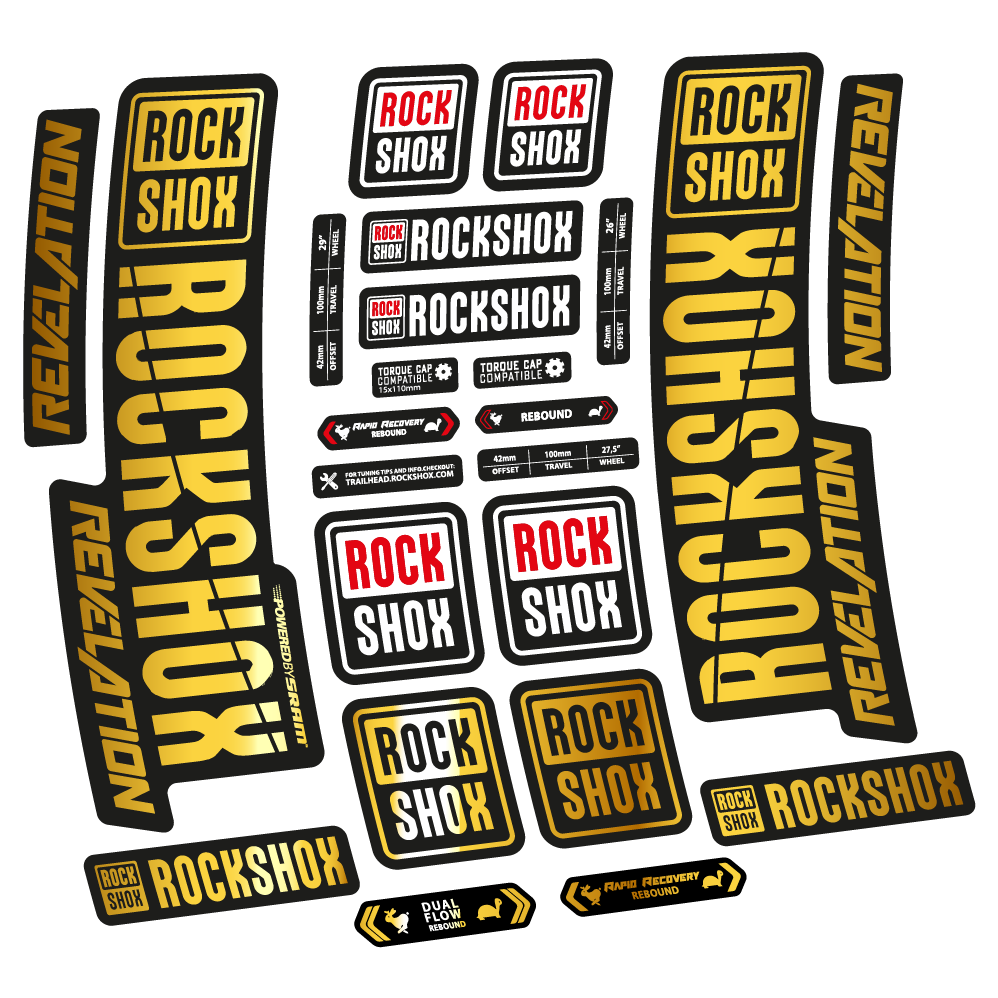 Autocollant Rock Shox Revelation 2018, Vélo Fourche, vinyle autocollant