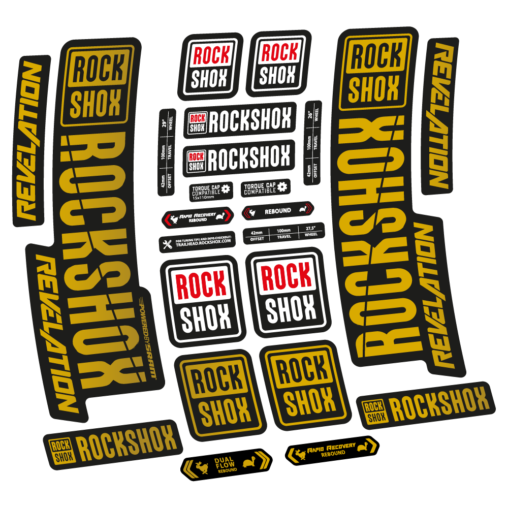 Autocollant Rock Shox Revelation 2018, Vélo Fourche, vinyle autocollant