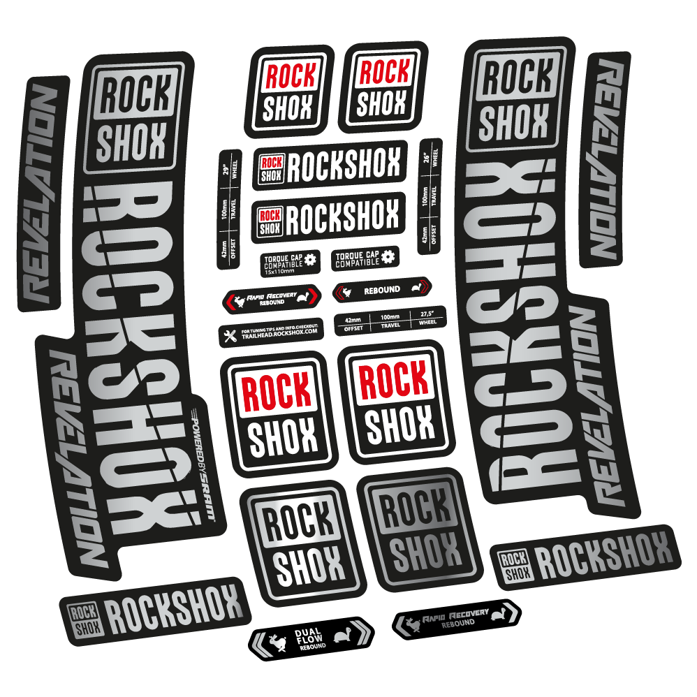 Autocollant Rock Shox Revelation 2018, Vélo Fourche, vinyle autocollant