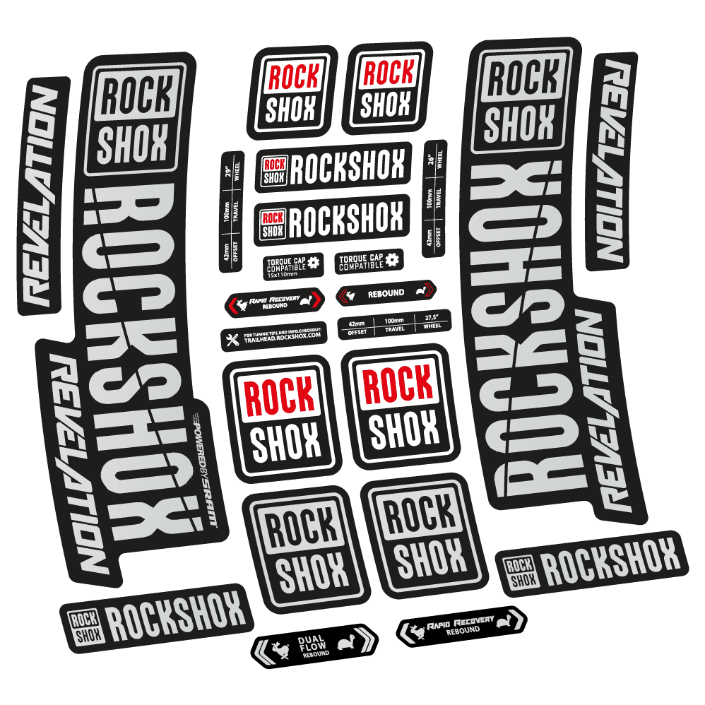 Autocollant Rock Shox Revelation 2018, Vélo Fourche, vinyle autocollant