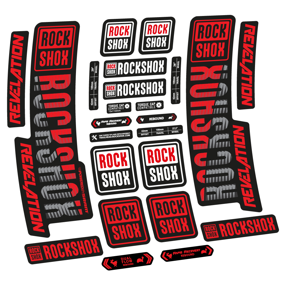 Autocollant Rock Shox Revelation 2018, Vélo Fourche, vinyle autocollant