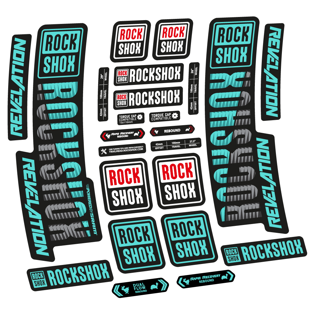 Autocollant Rock Shox Revelation 2018, Vélo Fourche, vinyle autocollant