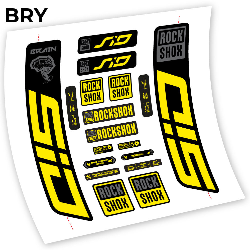 Autocollant, Rock Shox Sid Brain 2021-2024, Vélo Fourche, vinyle autocollant