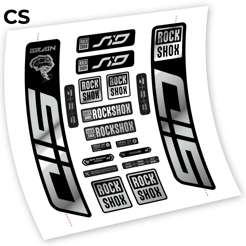 Autocollant, Rock Shox Sid Brain 2021-2024, Vélo Fourche, vinyle autocollant