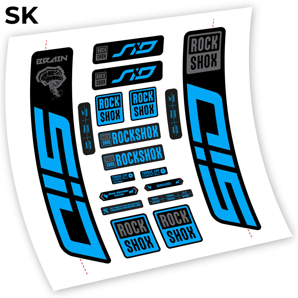 Autocollant, Rock Shox Sid Brain 2021-2024, Vélo Fourche, vinyle autocollant