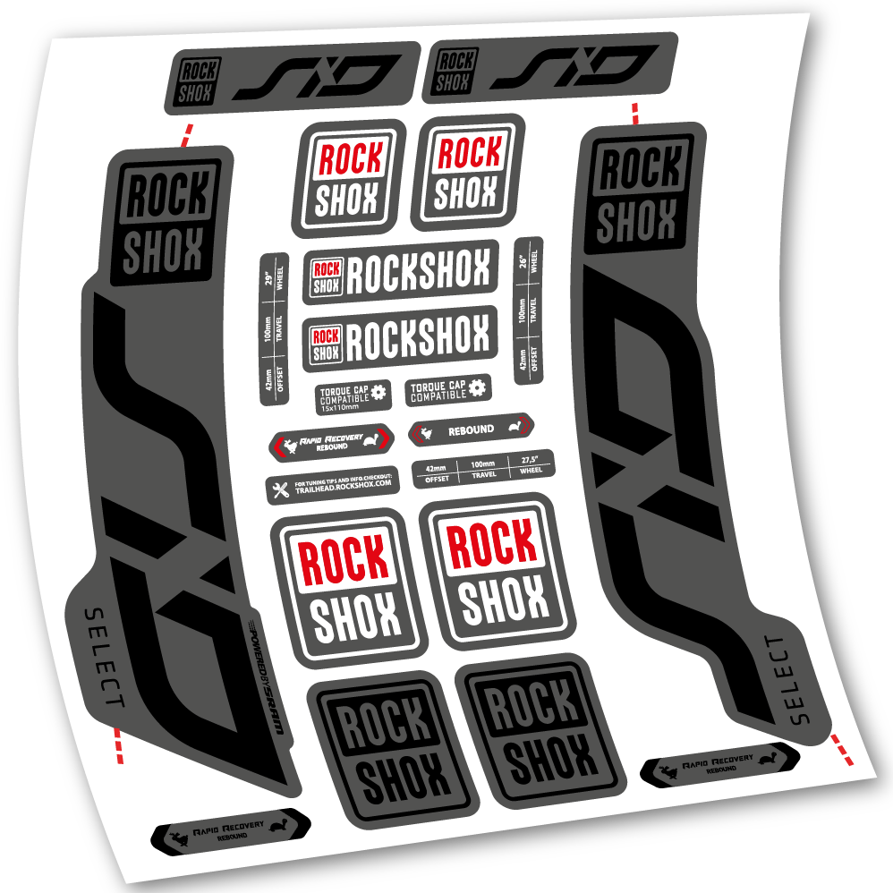 Autocollant, Rock Shox Sid Select 2020, Vélo Fourche, vinyle autocollant