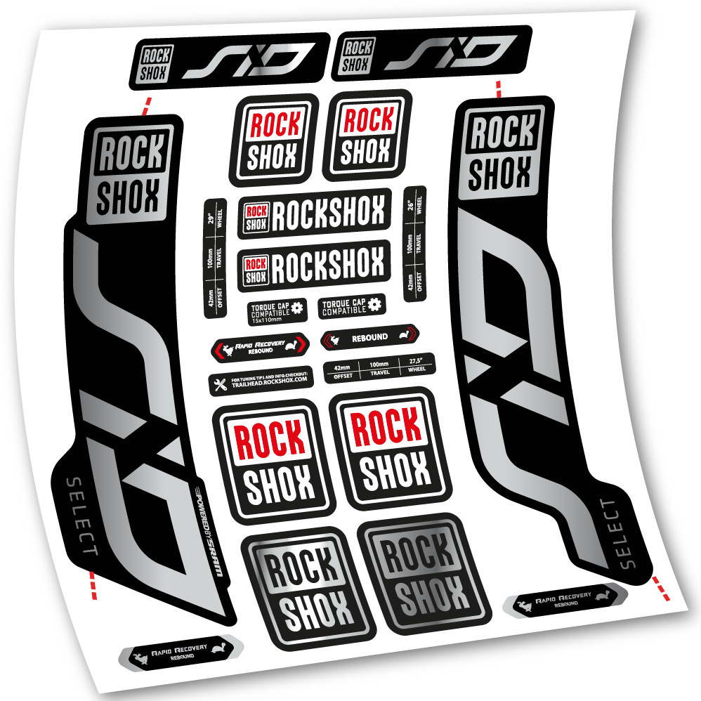 Autocollant, Rock Shox Sid Select 2020, Vélo Fourche, vinyle autocollant