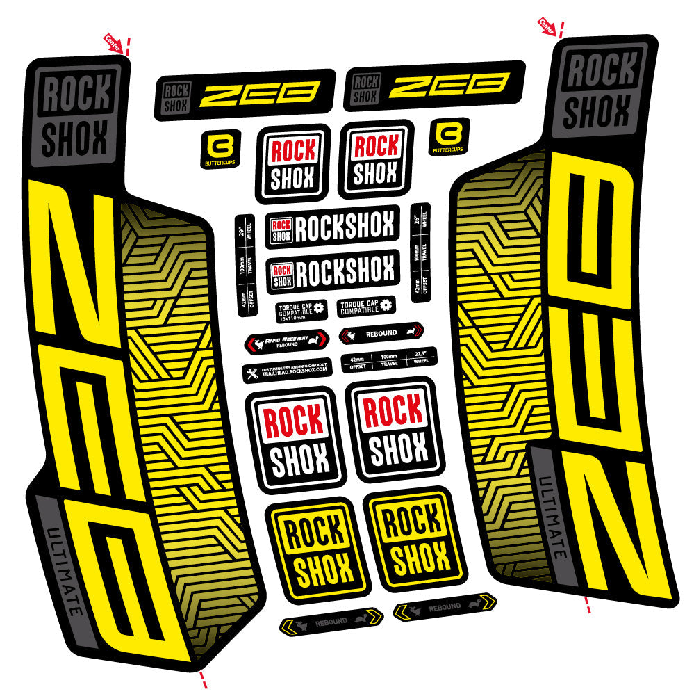 Autocollant Rock Shox Zeb Ultimate Flight Attendant, Fourche 29, Autocollant Vélo vinyle