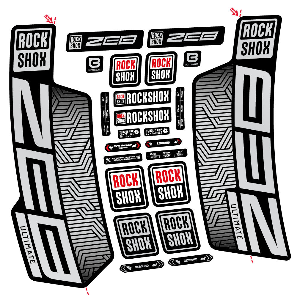 Autocollant Rock Shox Zeb Ultimate Flight Attendant, Fourche 29, Autocollant Vélo vinyle