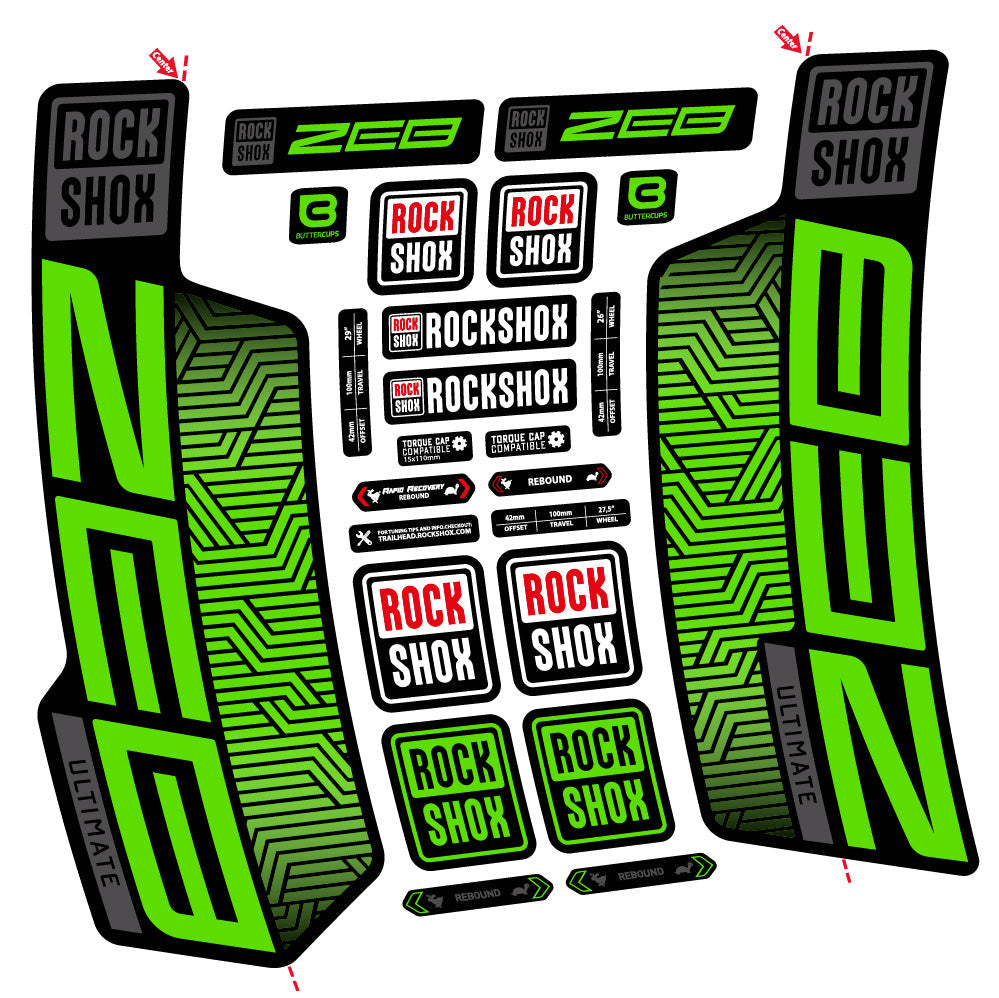 Autocollant Rock Shox Zeb Ultimate Flight Attendant, Fourche 29, Autocollant Vélo vinyle