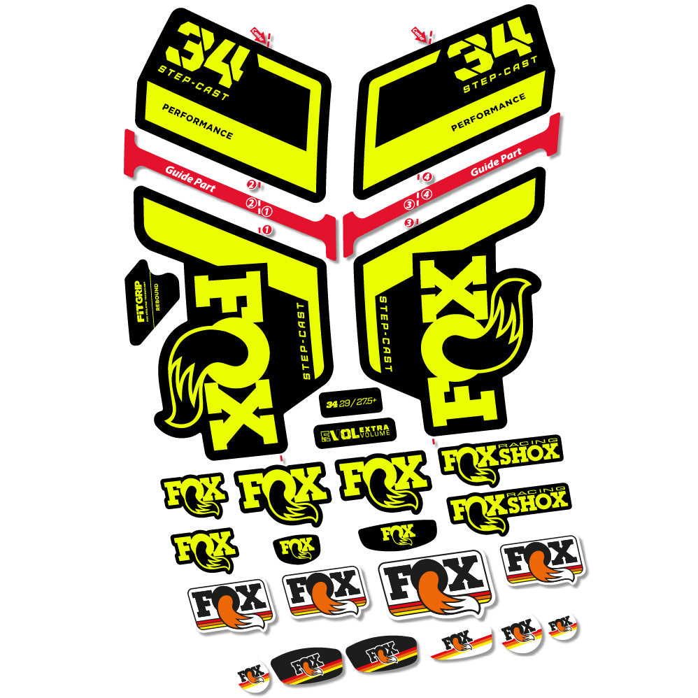 Autocollant FOX 34 Step Cast Performance, Fourche 29, Autocollant vélo vinyle