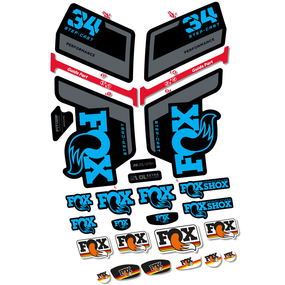 Autocollant FOX 34 Step Cast Performance, Fourche 29, Autocollant vélo vinyle