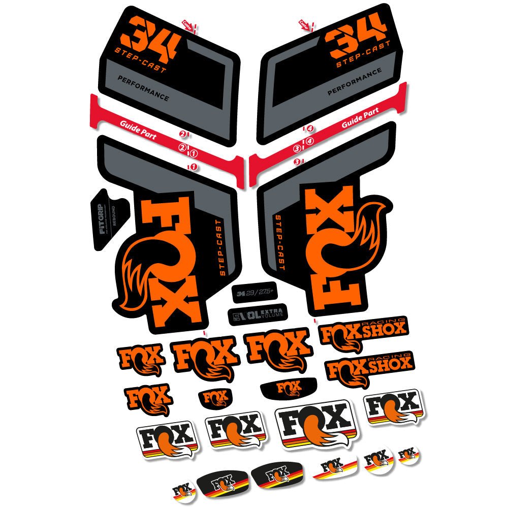 Autocollant FOX 34 Step Cast Performance, Fourche 29, Autocollant vélo vinyle