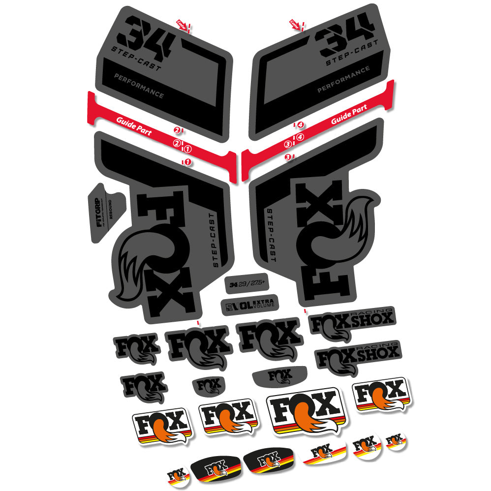 Autocollant FOX 34 Step Cast Performance, Fourche 29, Autocollant vélo vinyle