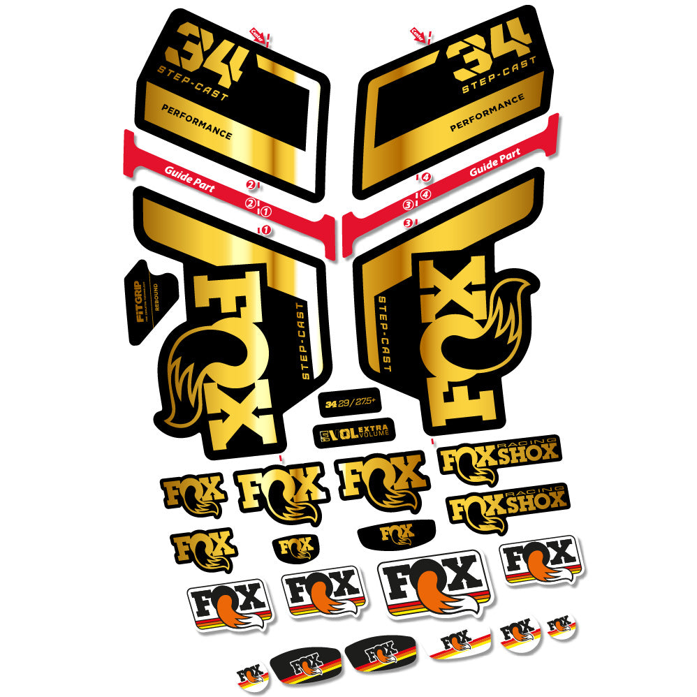 Autocollant FOX 34 Step Cast Performance, Fourche 29, Autocollant vélo vinyle